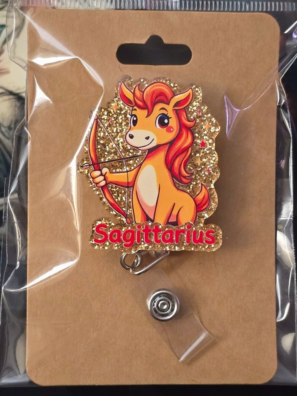 Sagittarius Zodiac Novelty Acrylic Badge Reel ID Holder